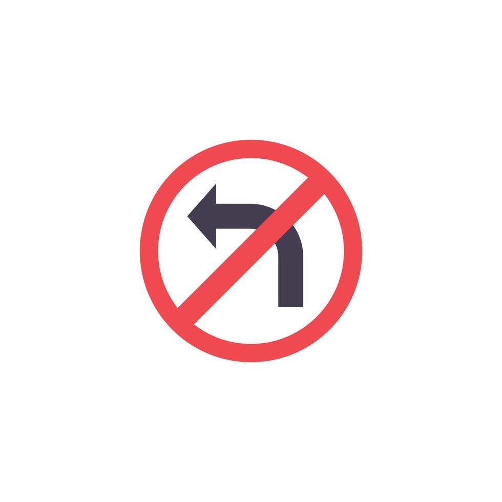 No Left turn sign on white background vector