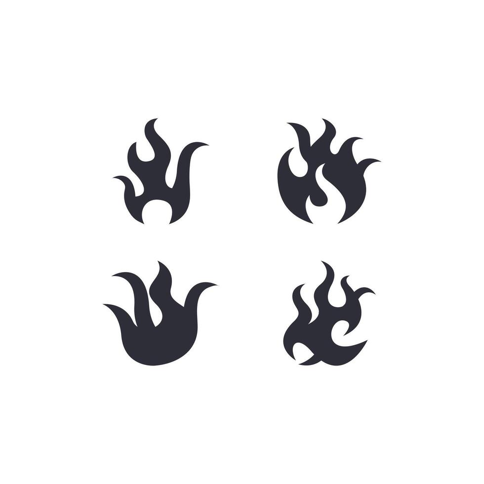 Four different types of fire flames on a white background vector