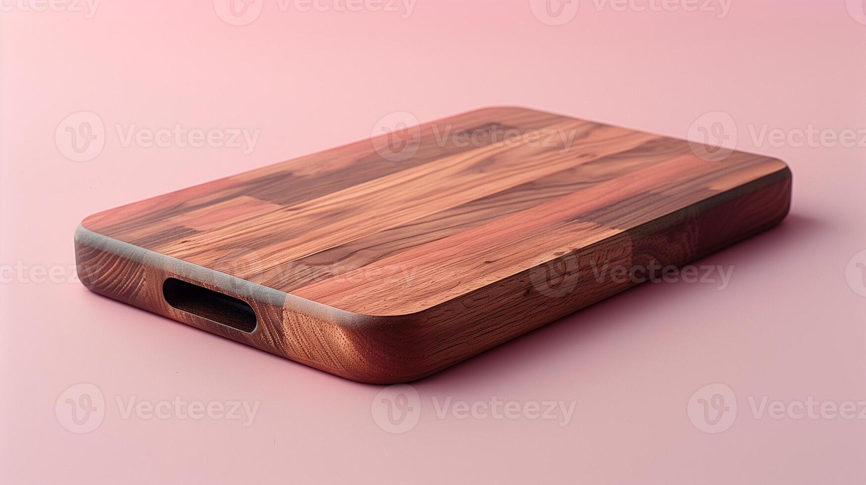 Wooden phone case with natural grain texture and sleek design for modern devices in a minimalist setting photo