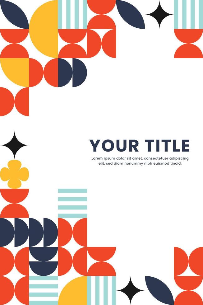 Abstract bauhaus retro color background poster, banner, flyer design vector