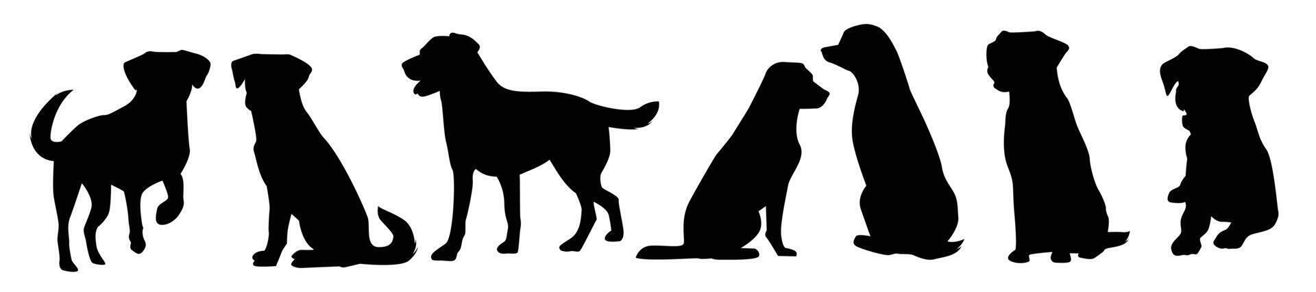 Dogs animal silhouettes set design vector
