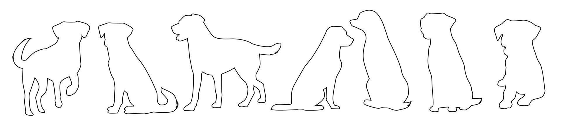 set of dogs silhouette isolated on white background vector