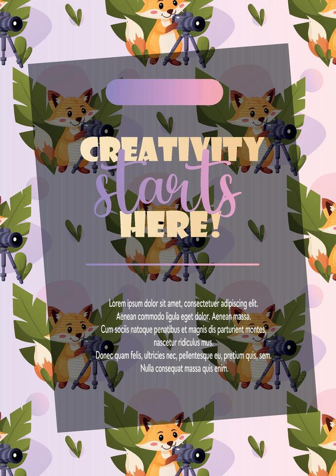 Promo flyer with a fox and a camera vector