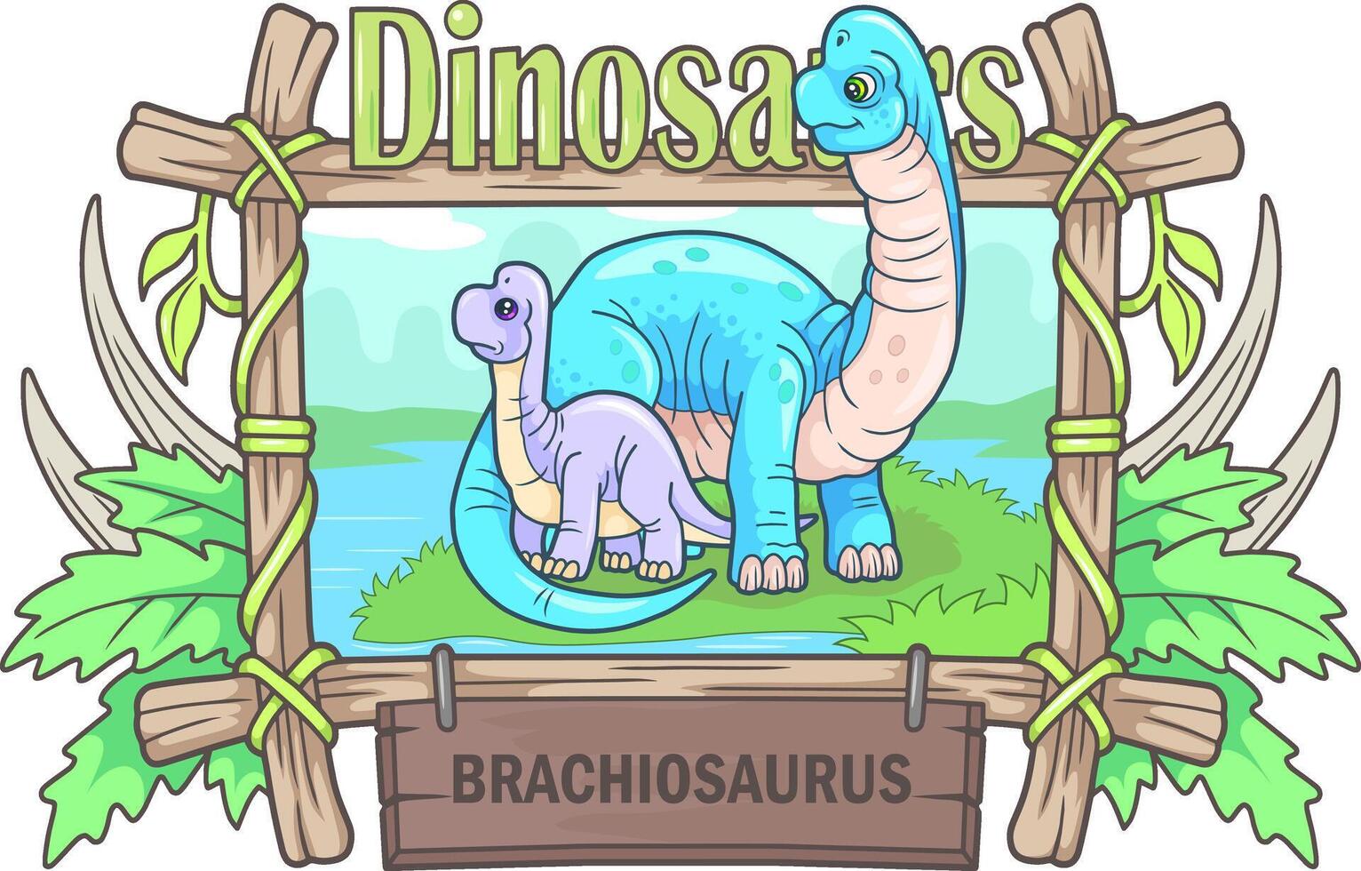 funny cute prehistoric dinosaur brachiosaurus vector
