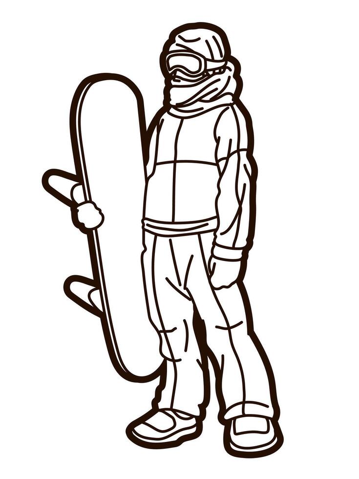 Snowboard Player Action Extreme Sport Snowboarder Action vector