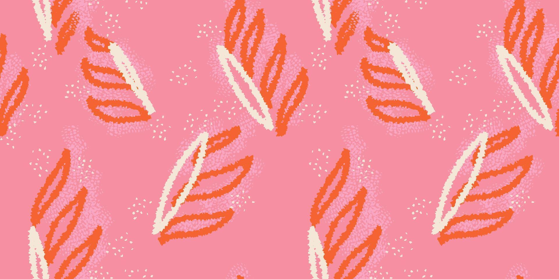 Abstract organic shapes seamless pattern on a pink background. hand drawn sketch unique forms print. Contemporary minimalist ornament. vector