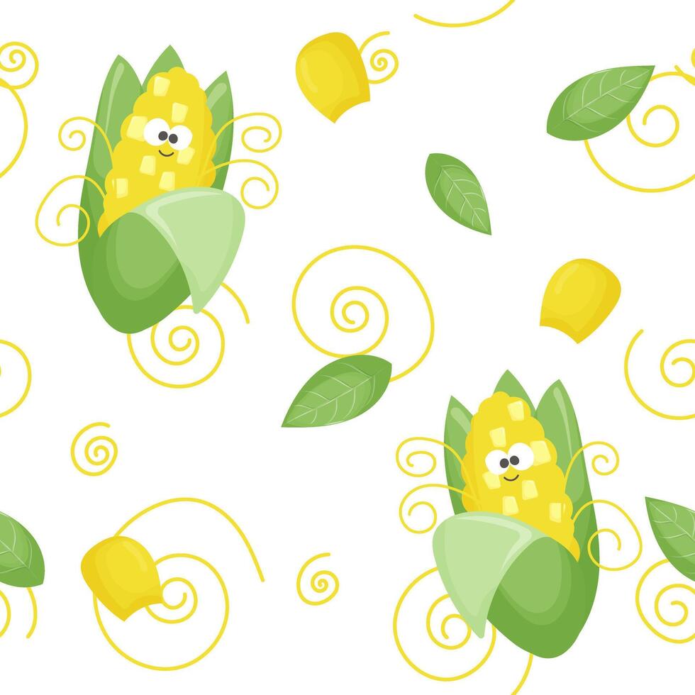 cartoon corn with eyes pattern for children's breakfast cereal vector