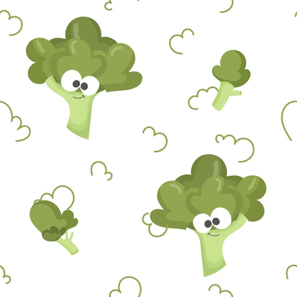 cartoon broccoli pattern for children's breakfasts vector