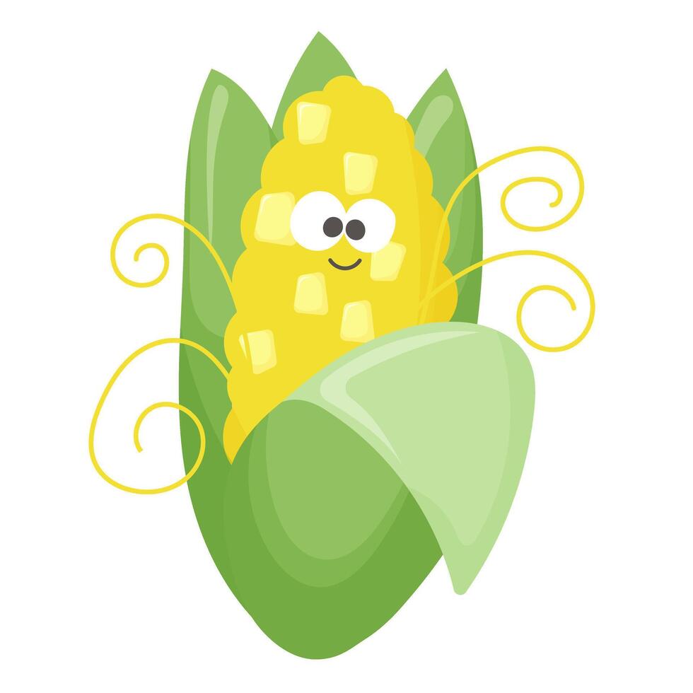 cartoon minimalistic corn cob vector