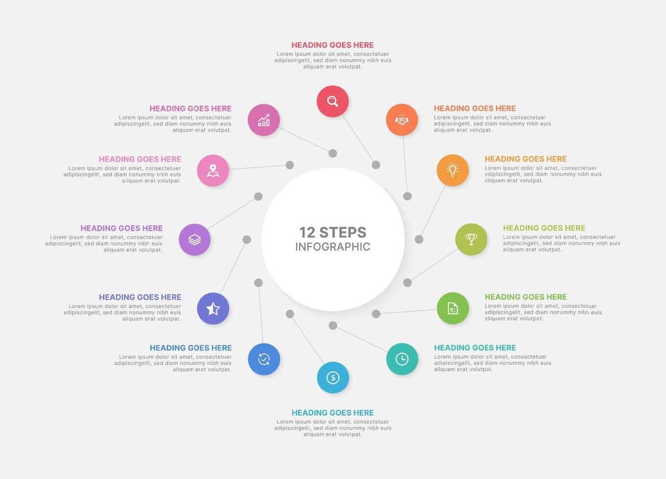 Modern Circular Round Infographic Design Template with 12 Data Point vector
