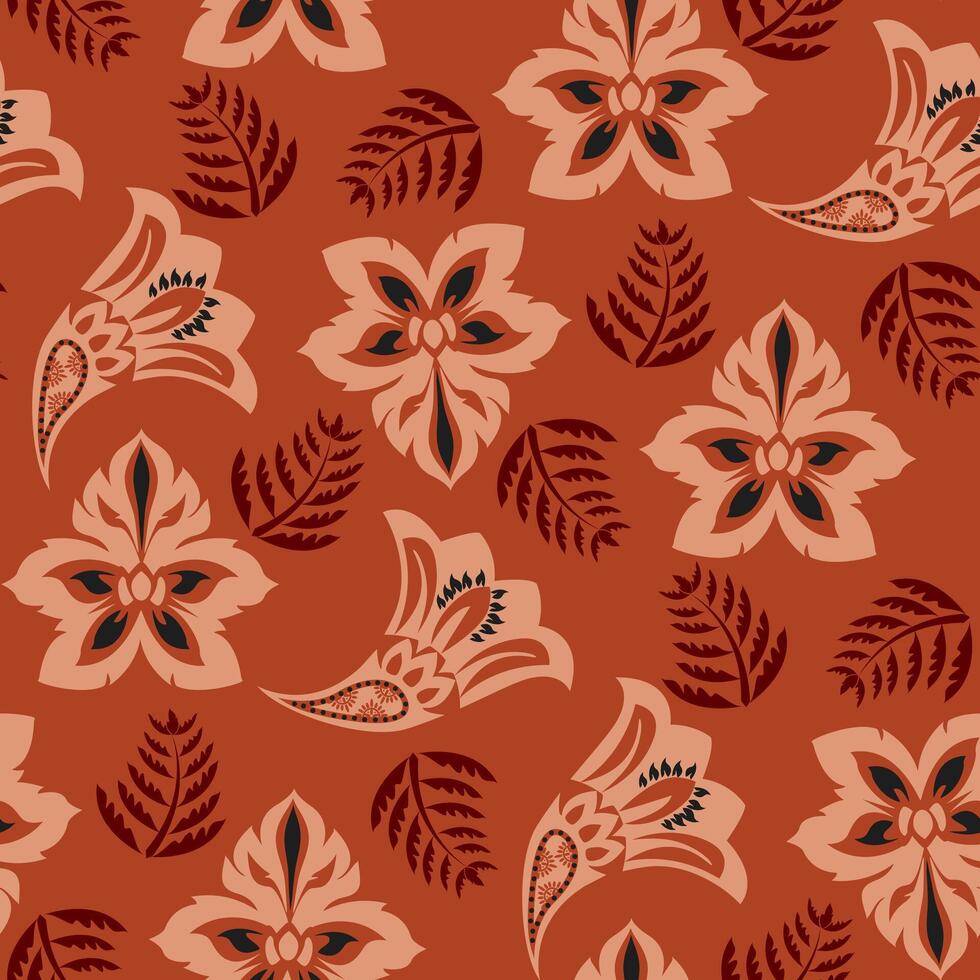 Motif Floral Textile Design Abstract Flower And Leaf Seamless Pattern Ethnic Boho Floral Pattern. vector