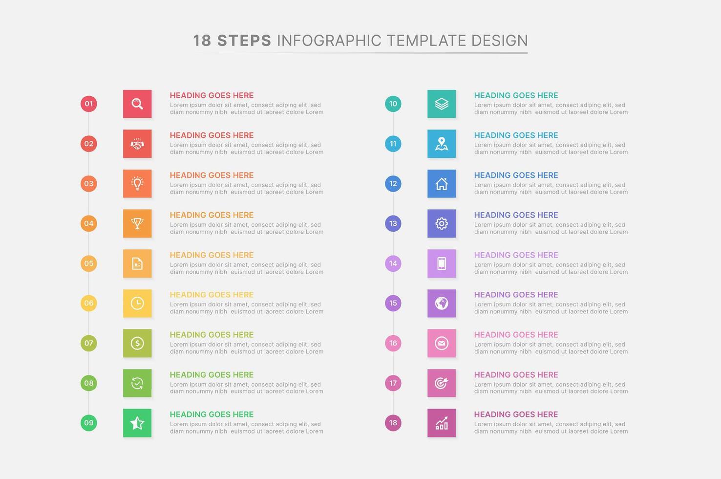 Modern Business Infographic Design Template with 18 Options vector