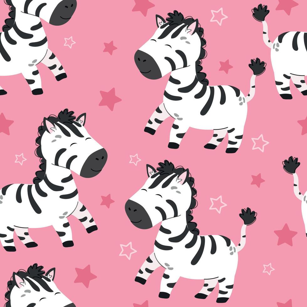 Cute Zebra Safari animal seamless pattern vector
