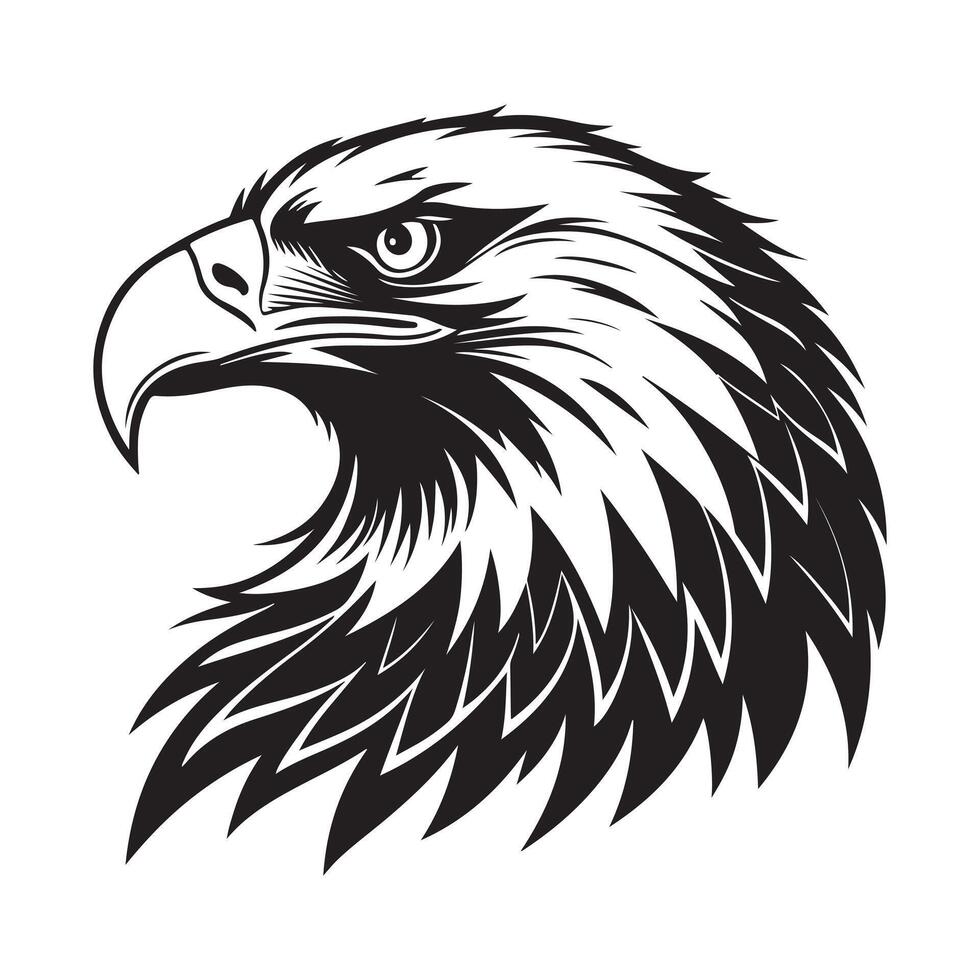 Majestic Eagle Head Illustration in Black and White Detailed and Powerful Bird of Prey Design for Logos and Tattoos vector