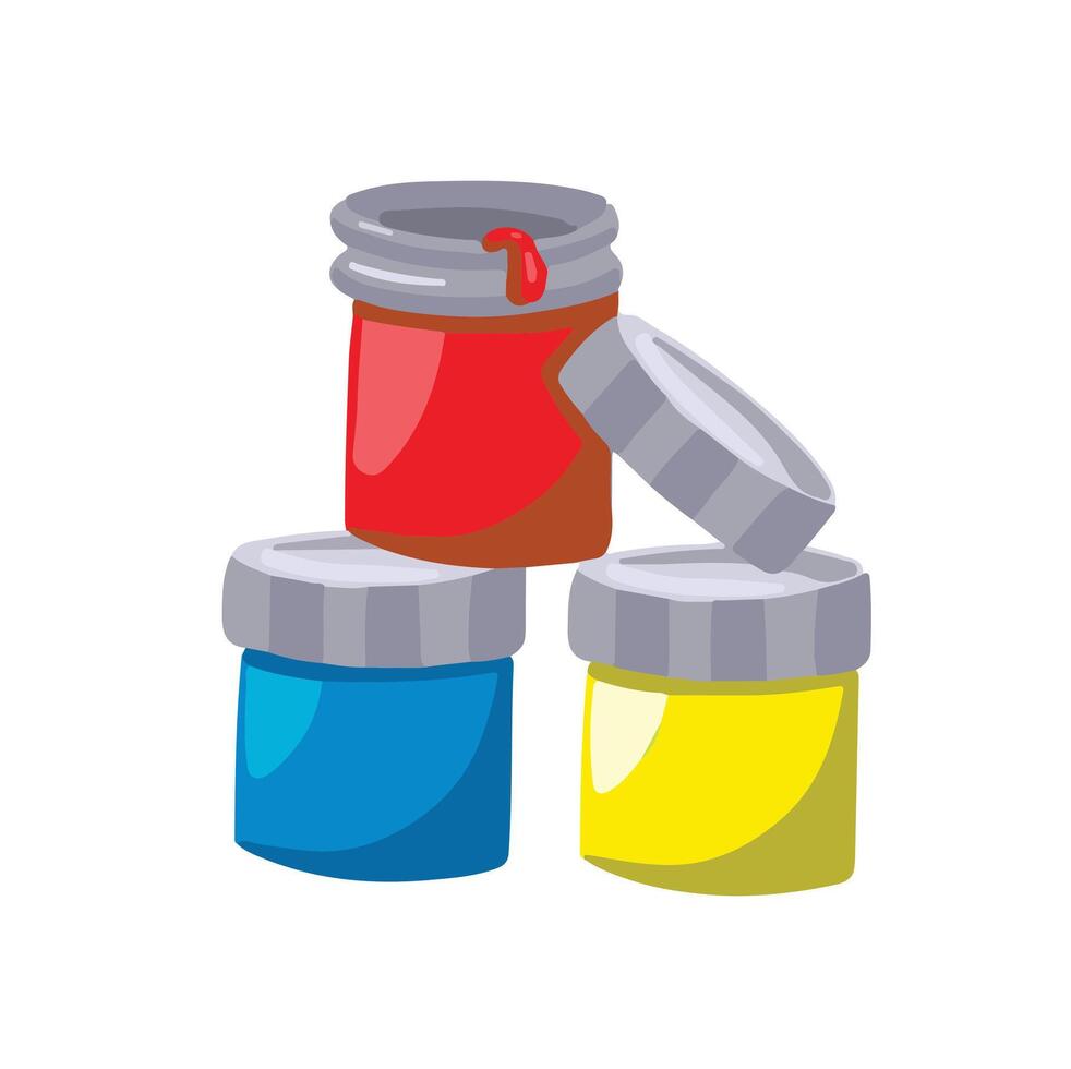 Pyramid of Paint Jars with Gouache Hand Drawn Illustration vector