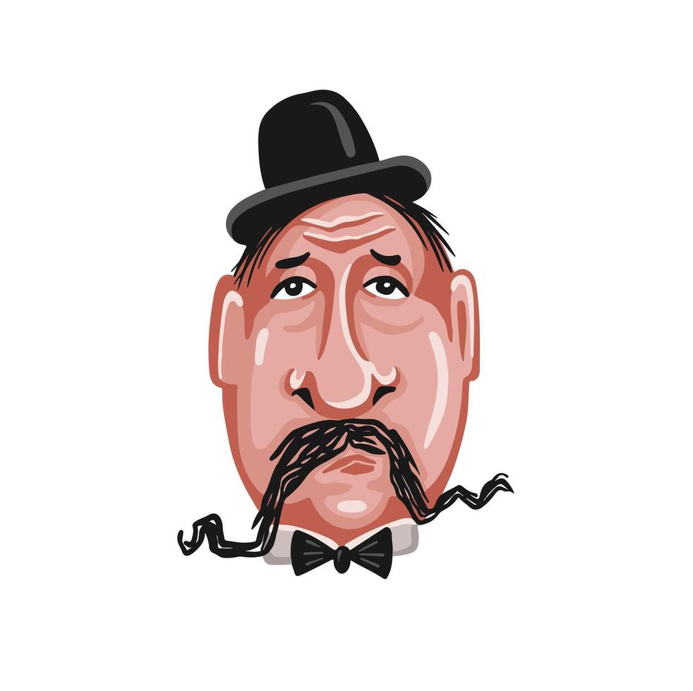 avatar in flat style, gentleman in hat with mustache vector