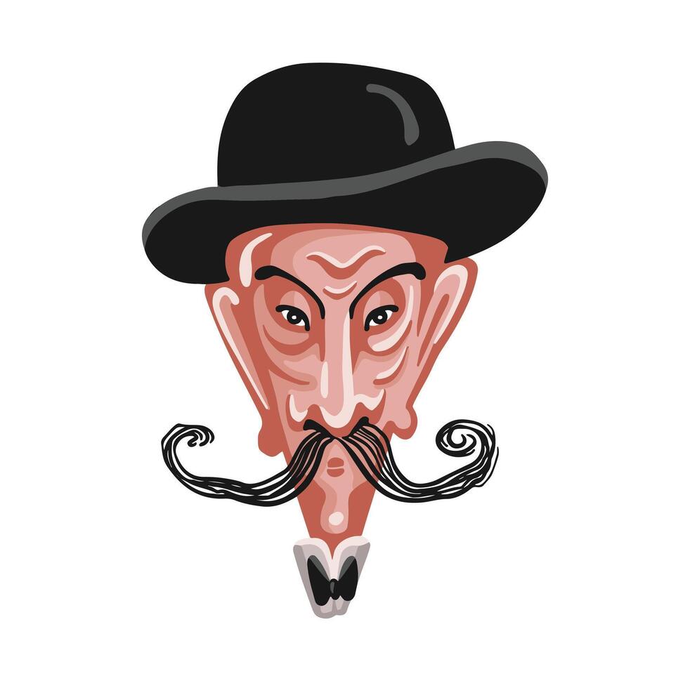 avatar in flat style, gentleman butler in hat with mustache vector