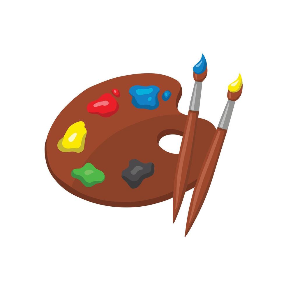 Palette with Paints for Drawing, Hand Drawn Illustration vector