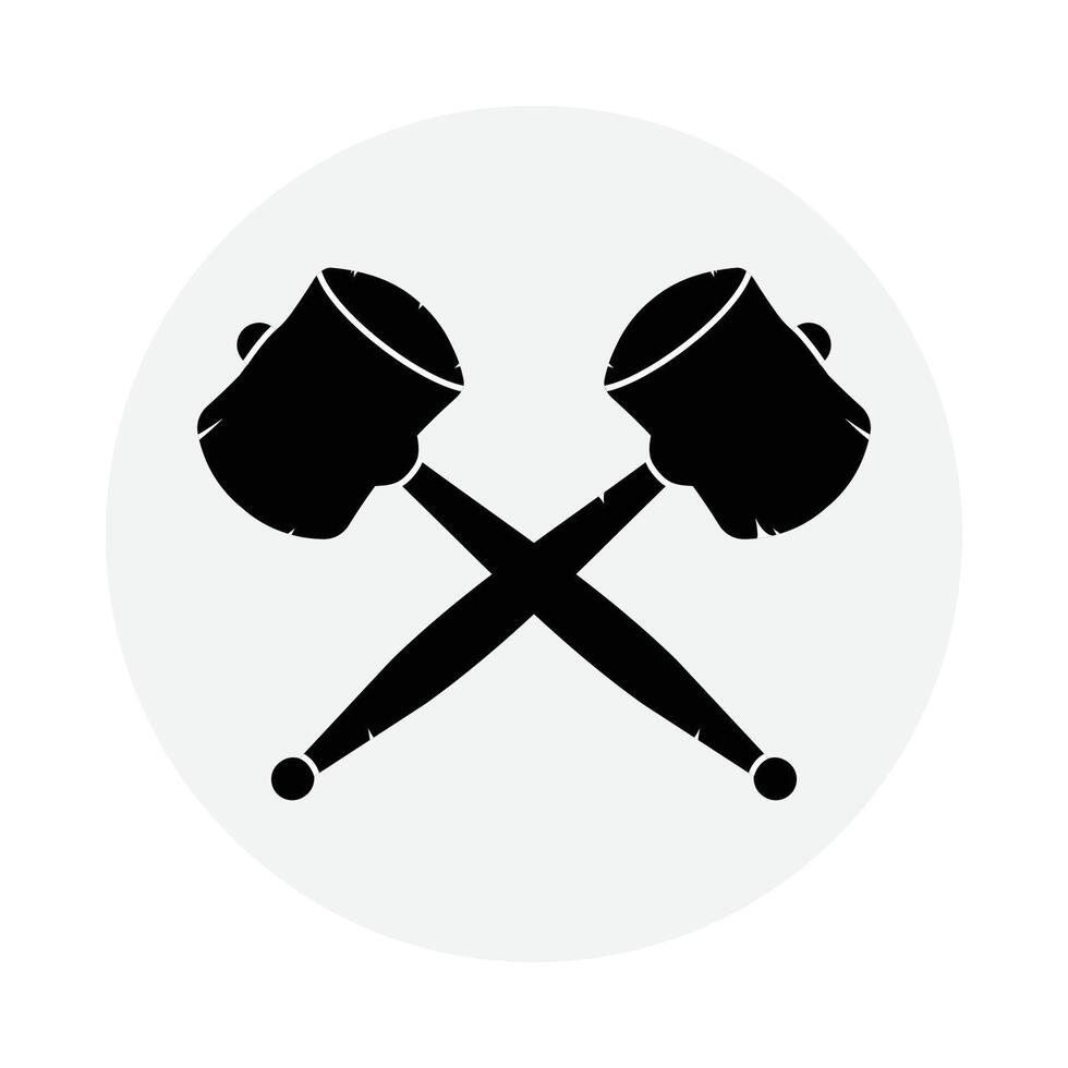 Wooden silhouette or black hammer, order or judgment concept flat design icon illustration vector