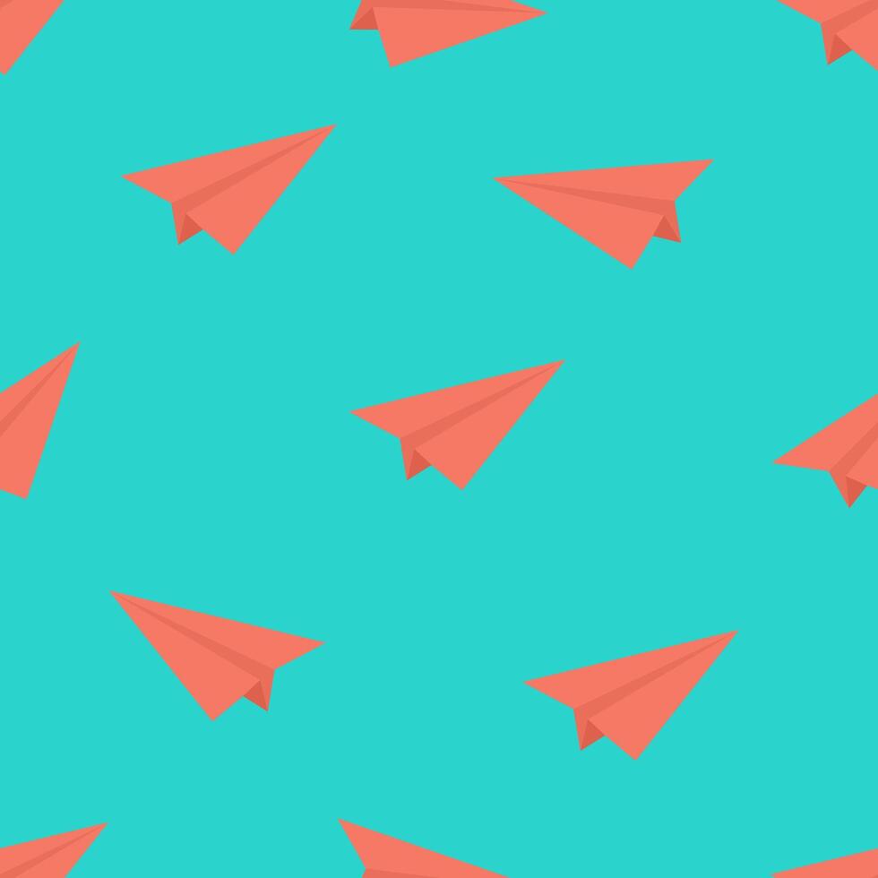 seamless pattern with red origami airplane. vector