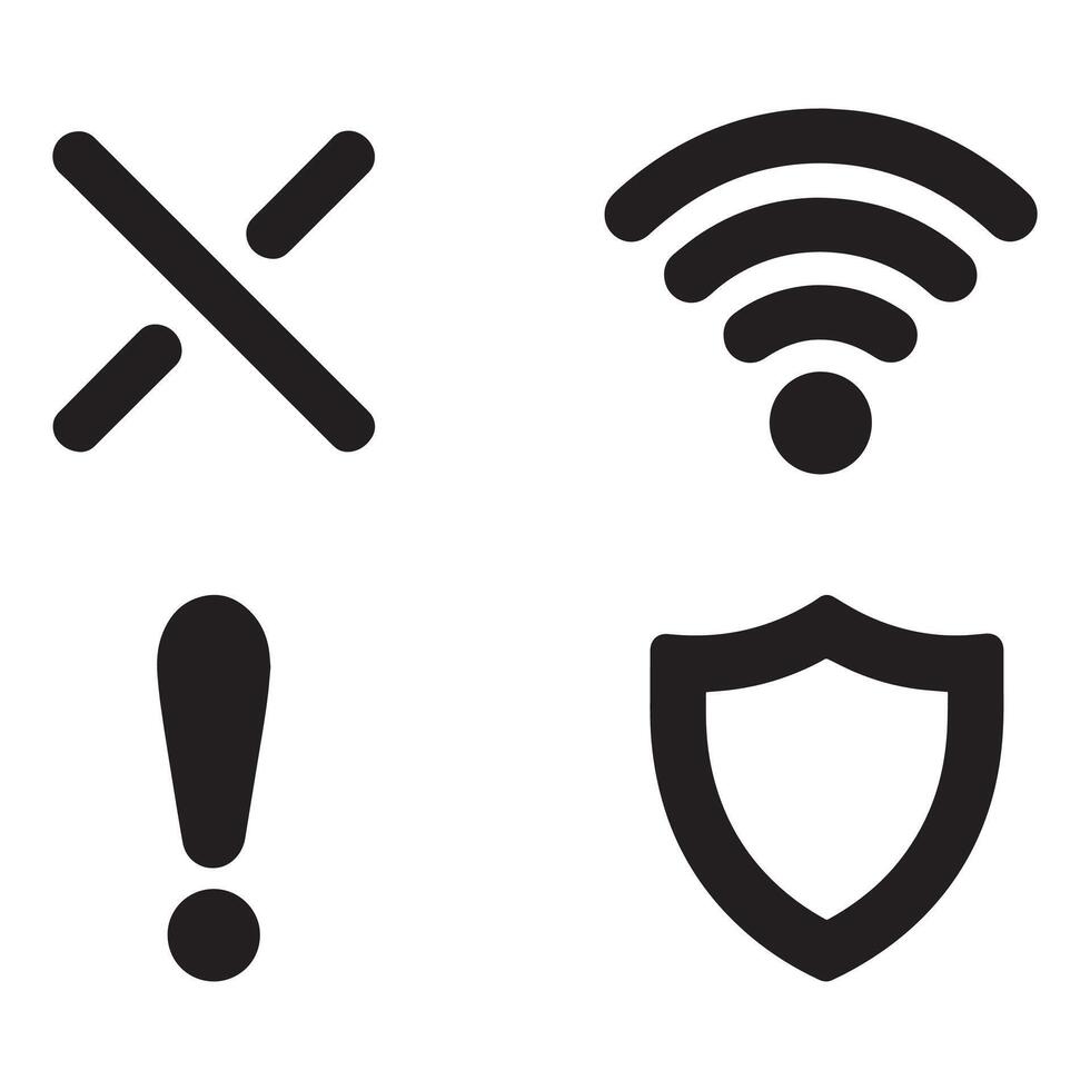 Wifi wireless, Alert Sign, shield and Cross sign design vector