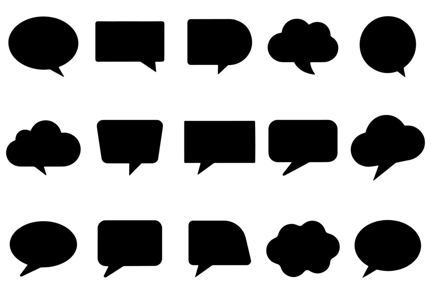 Flat speech bubble set in paper black style design vector