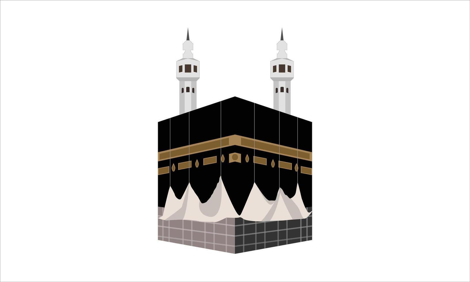 Holy Worship Place, Qibla Shareef, Haram Shareef, Khana e Kaaba, Masjid Ul Haraam, Mecca, Bait Ullah Icon Illustration on a White Background vector