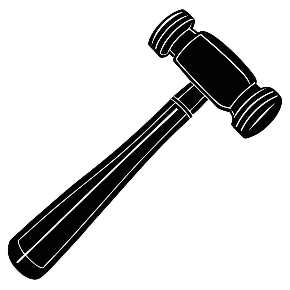 Minimalistic Hand-Drawn Hammer Icon Black and White Design, Sleek and Clean Lines, Ideal for Construction, Tools, and DIY Projects, Classic Hammer Illustration vector