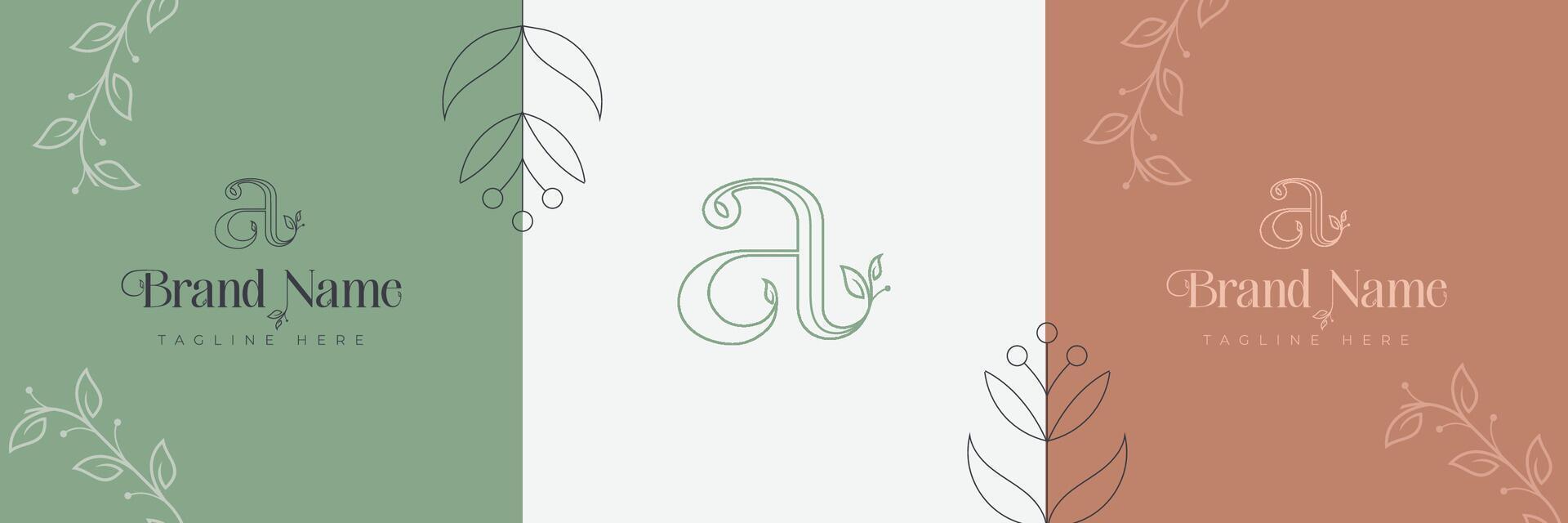 letter a logo design. minimal style with rose - symbols for cosmetics, neutral, beauty and handmade products, letter a logo design vector