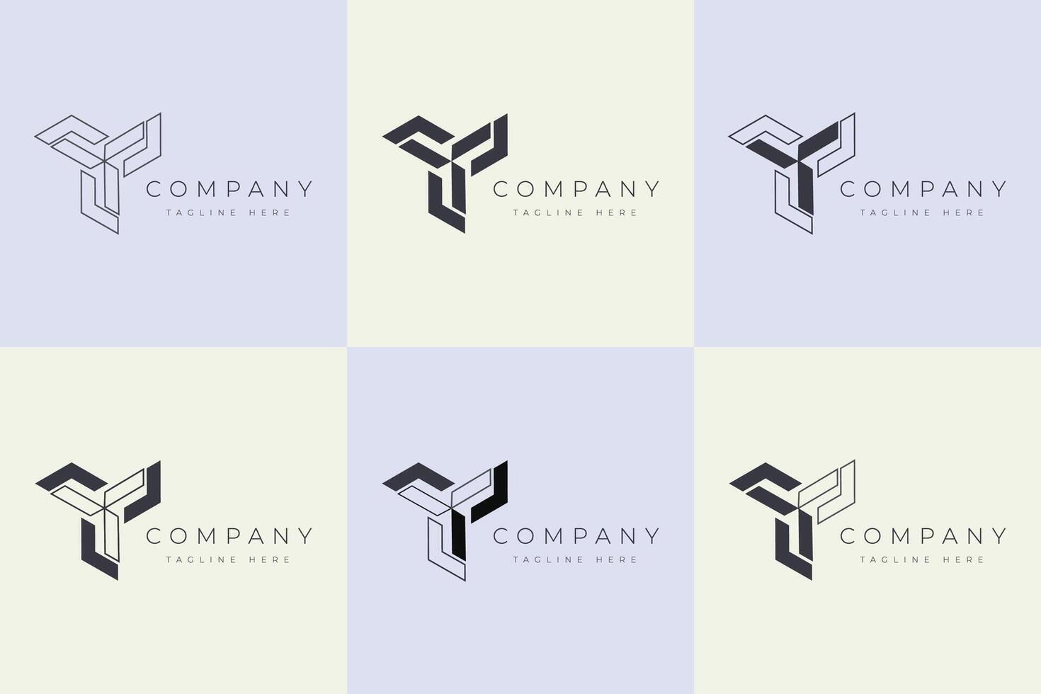 minimal logo design collection of six template. Elegant monogram logo with triangle shape logo and icon set vector