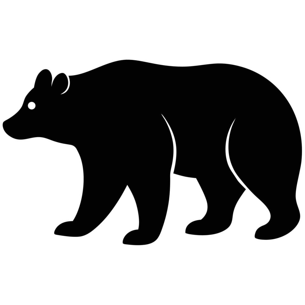 Elegant Minimalist Black Grizzly Bear Silhouette, Chic Graphic Art Icon for Design vector