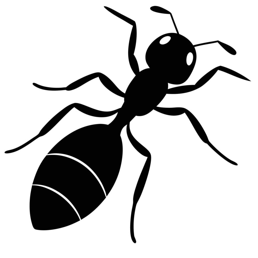 Abstract Minimalistic Black Ant Silhouette, Icon for Contemporary Graphics vector