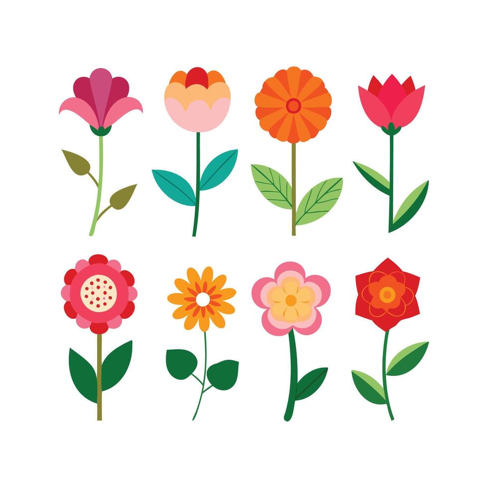 Flowers illustration set vector