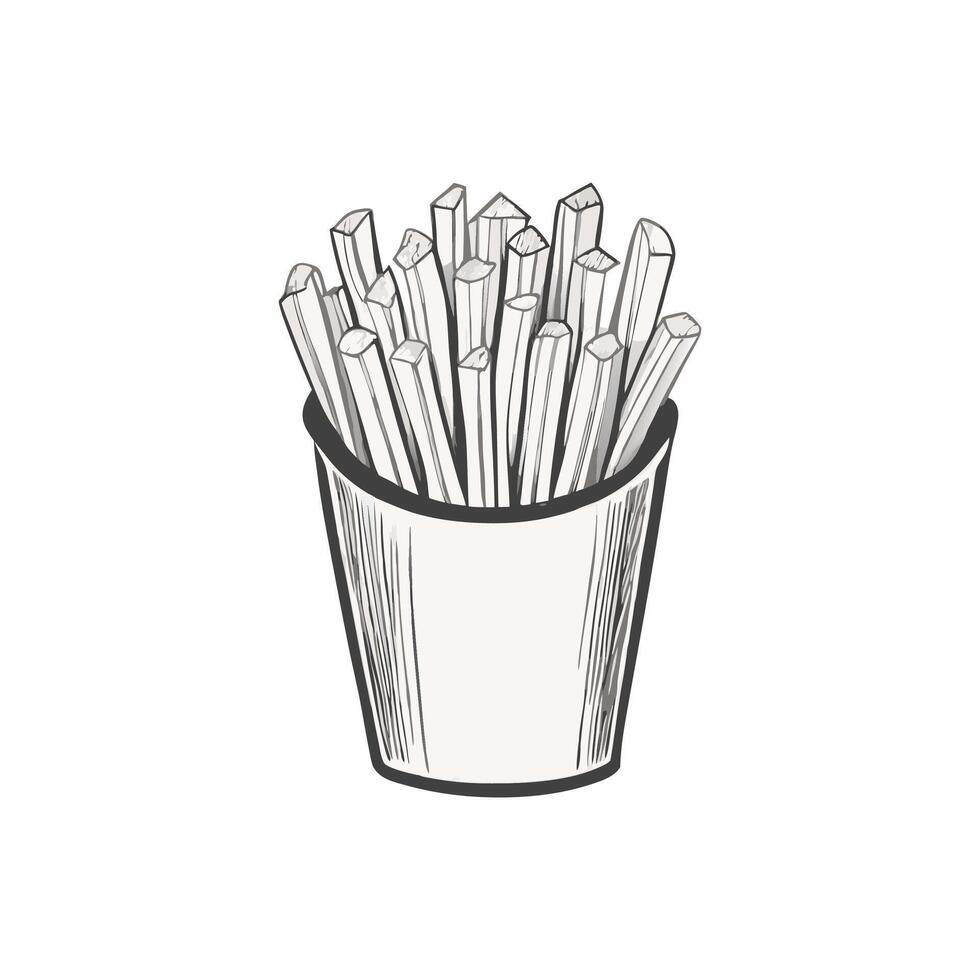 hand drawn french fries illustration stylized vector