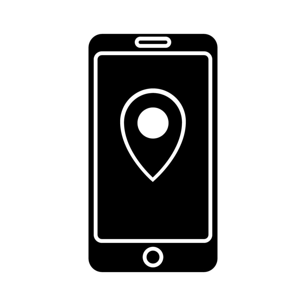 smartphone device with pin location icon illustration design black and white vector