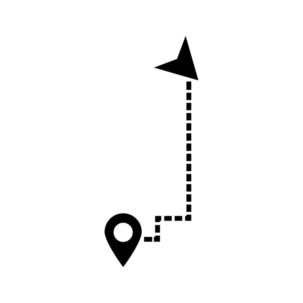 pin pointer location with arrow location illustration silhouette style icon for apps and websites vector