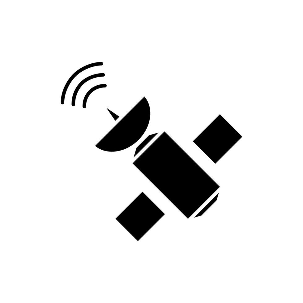Satellite icon. Flat style black icon on white. illustration. vector
