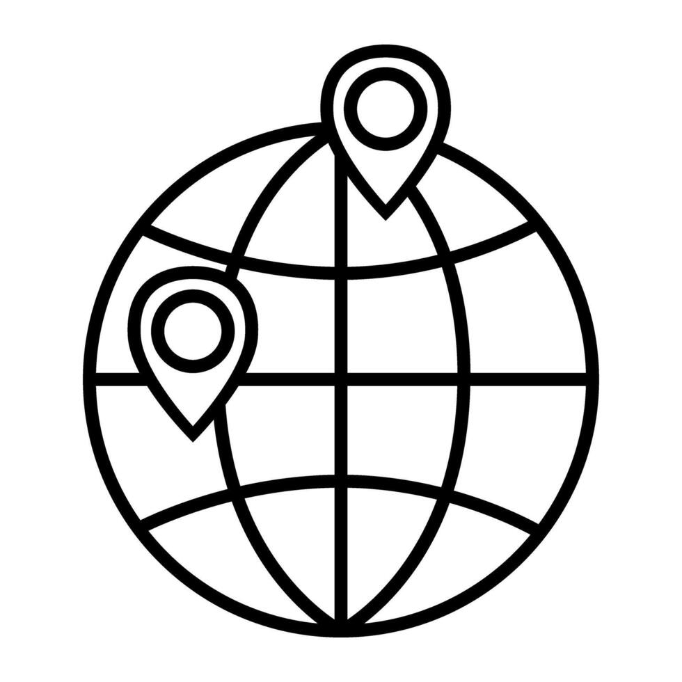 world planet earth with gps mark illustration design silhouette style icon vector