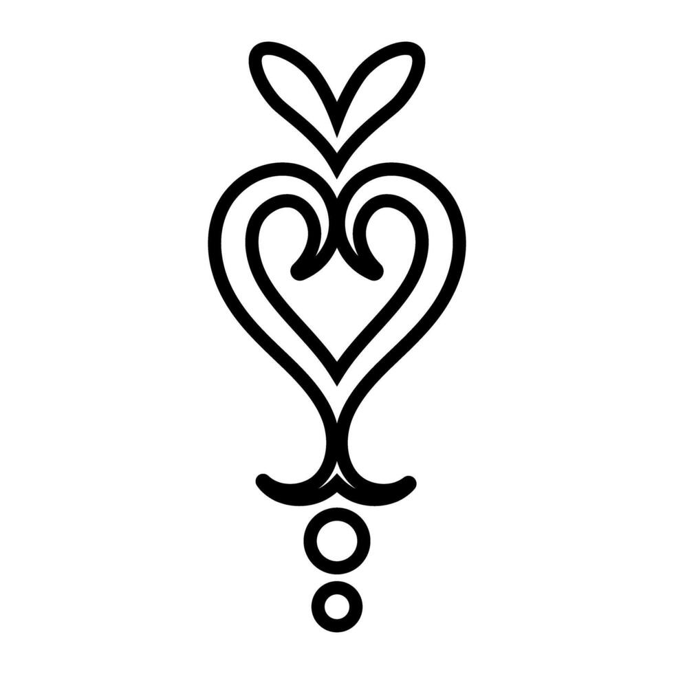 decorative heart icon over white background, line style, illustration vector