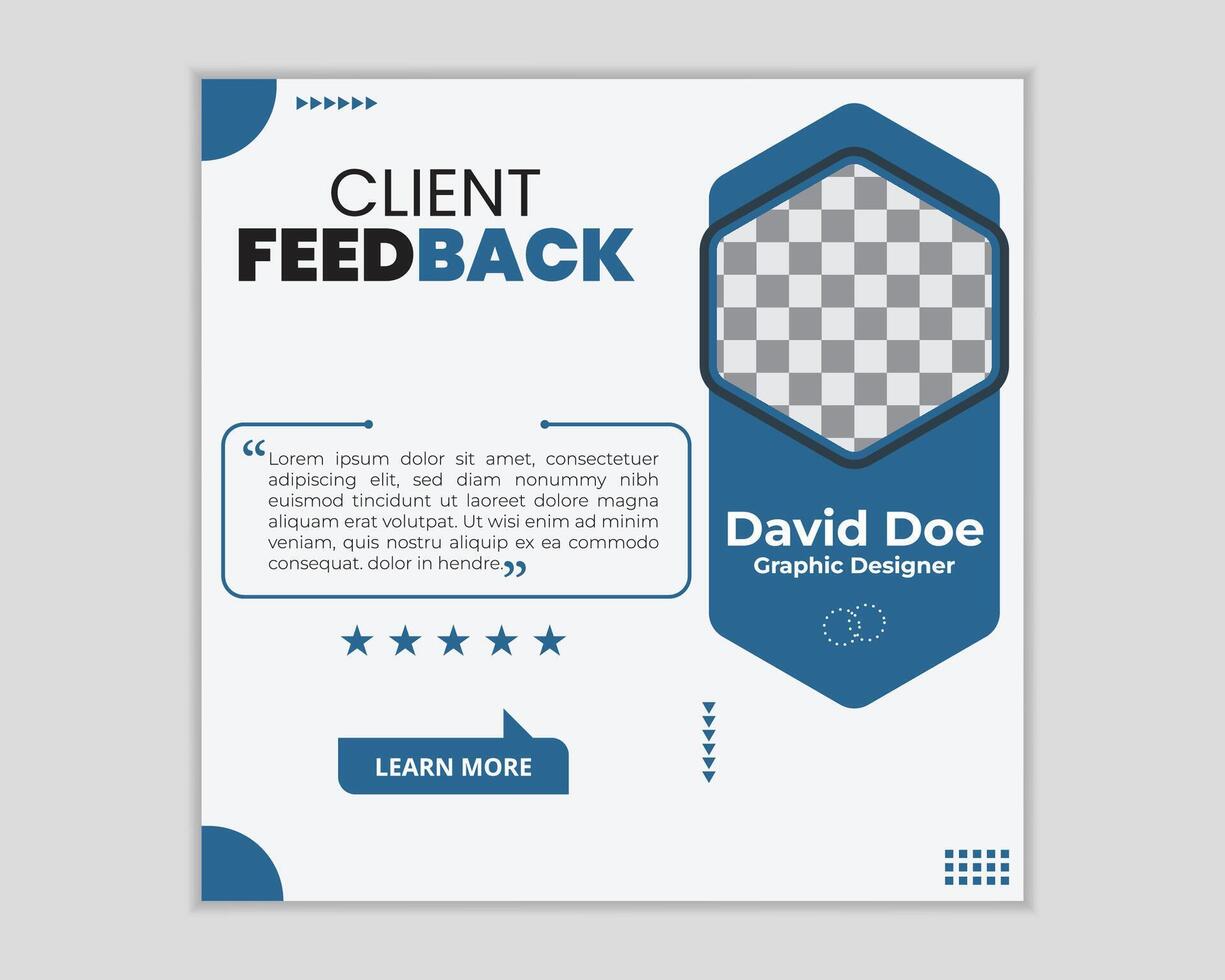 Client feedback review or client testimonial design for social media post. customer service feedback template. vector
