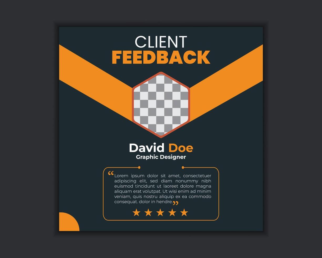 Client feedback review or client testimonial social media post template. vector