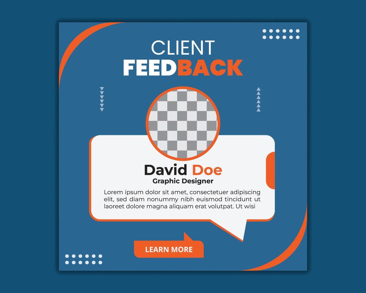 Client testimonials or Customer feedback social media post web banner design template. client review social media post banner design vector