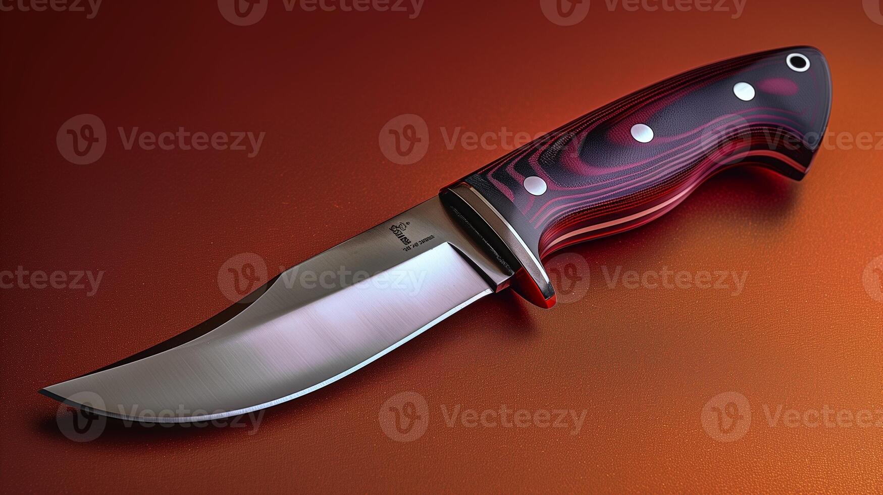 Sleek Knife with a Sharp Blade and Intricate Handle Design on a Warm Gradient Background photo