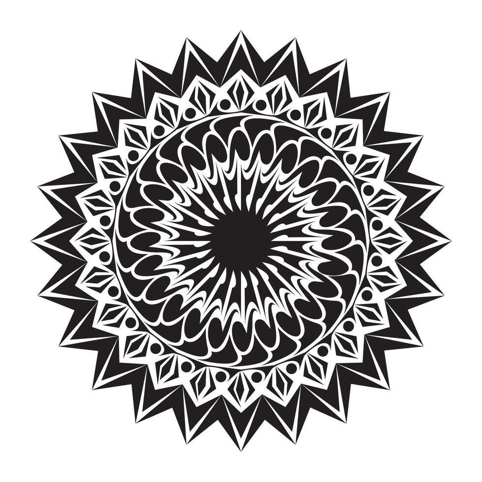 a black and white circular design with a star in the center vector