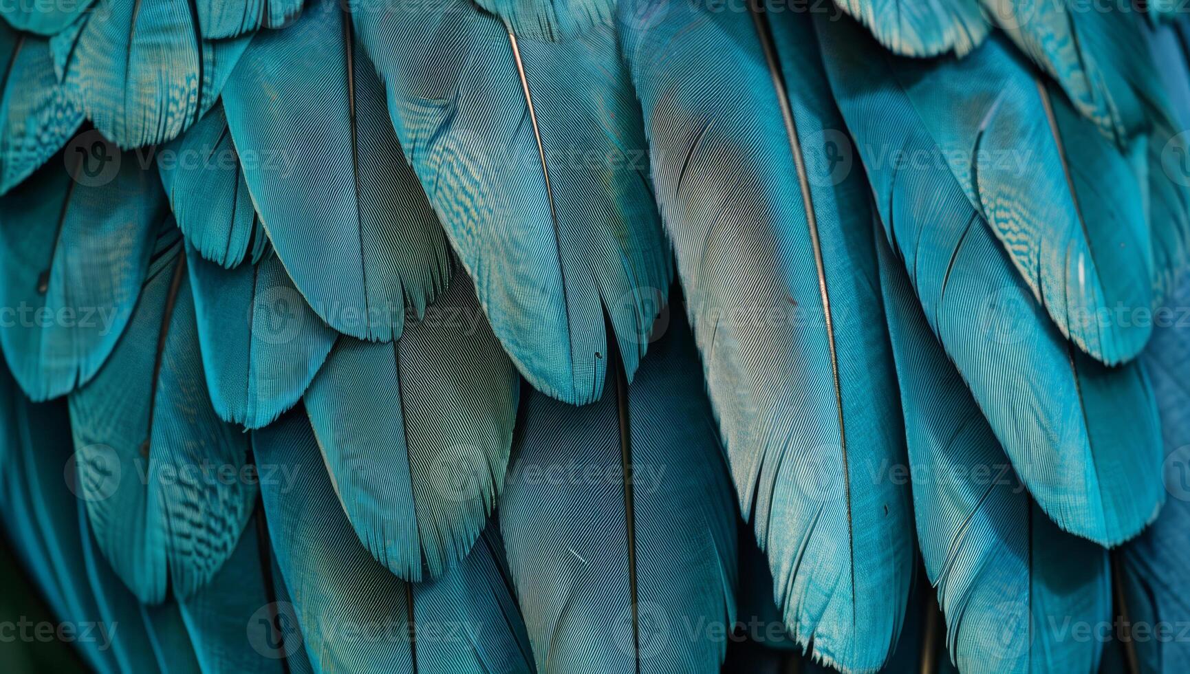 Turquoise feathers are beautifully arranged, displaying intricate patterns and textures that highlight their vibrant color and natural elegance photo