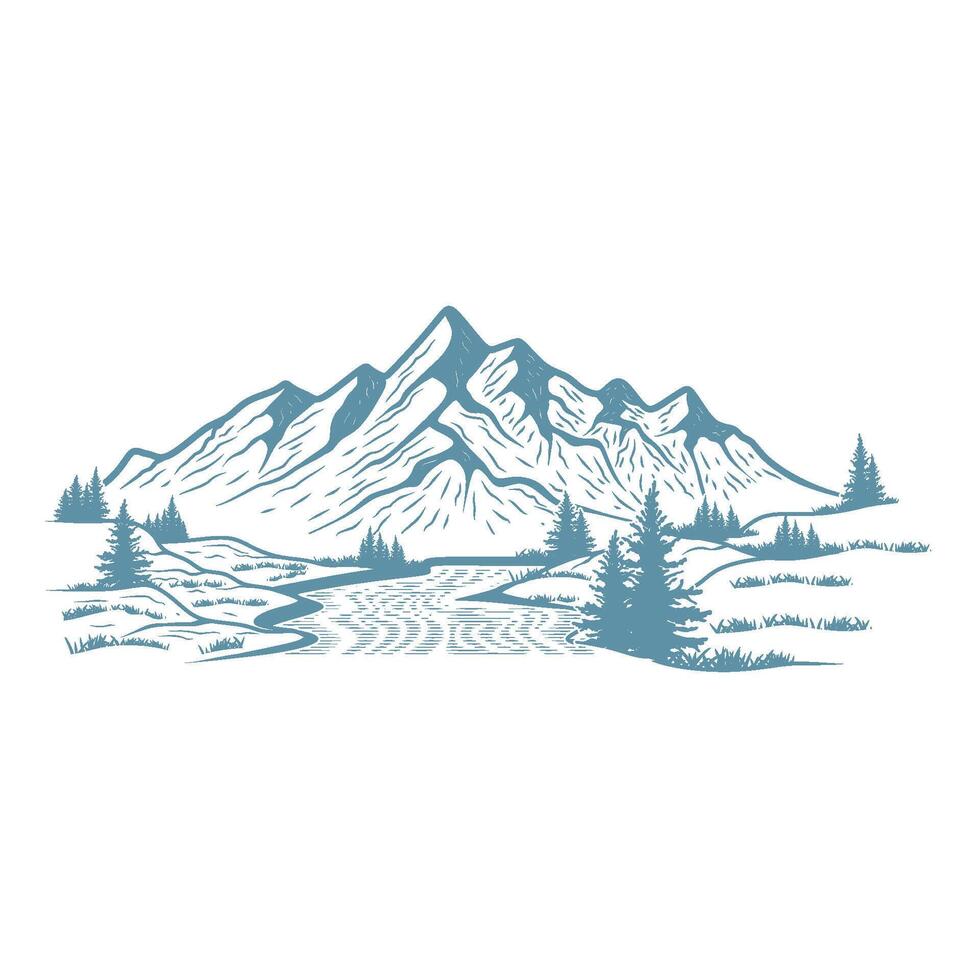 Mountain and nature sketch vector