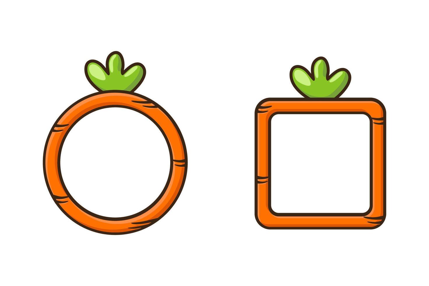 Two Frames carrot or avatar border on a white background. cartoon frame. vector