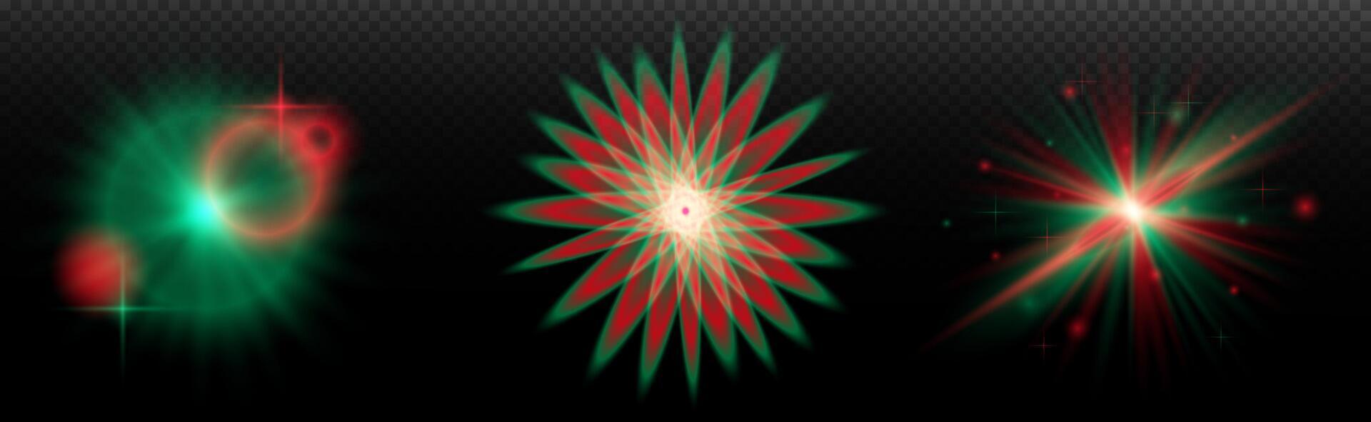 a set of three different. colored lights on a black background vector