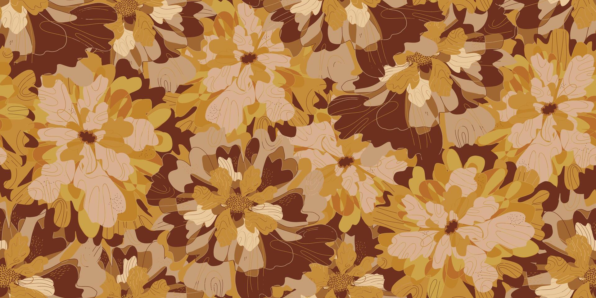 a brown and tan. floral pattern vector
