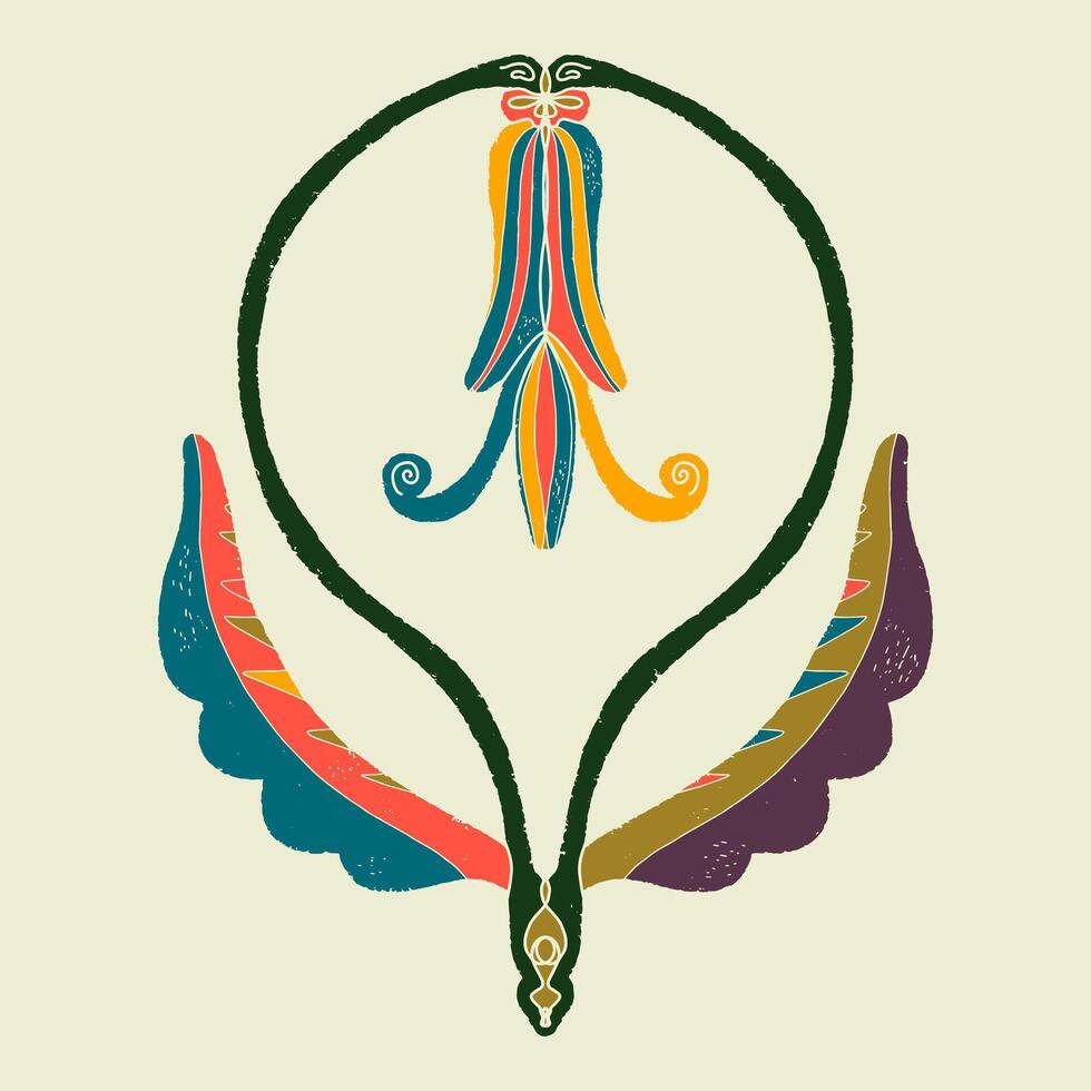 a colorful flower with wings and a leaf vector